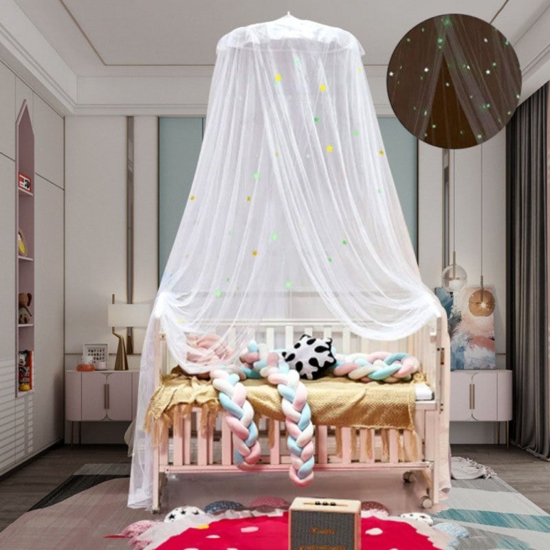 Luminous fluorescent dome mosquito net bed mantle foldable free installation princess dormitory luminous star mosquito net - Image 5