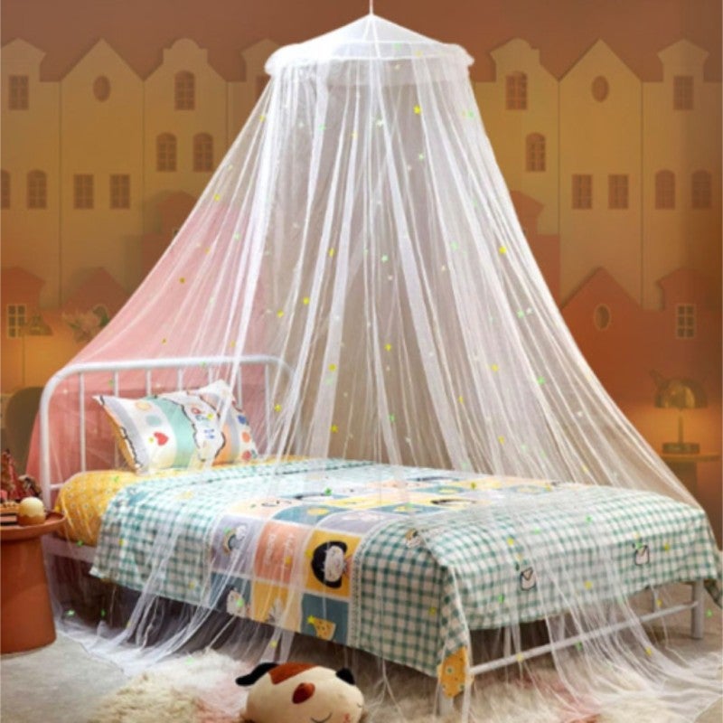 Luminous fluorescent dome mosquito net bed mantle foldable free installation princess dormitory luminous star mosquito net - Image 1