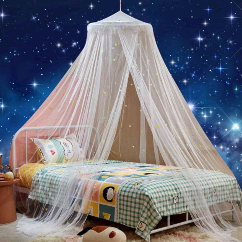 Luminous fluorescent dome mosquito net bed mantle foldable free installation princess dormitory luminous star mosquito net - Image 3
