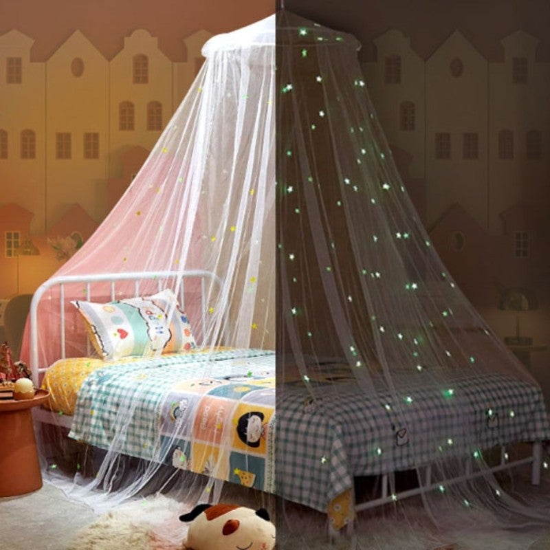 Luminous fluorescent dome mosquito net bed mantle foldable free installation princess dormitory luminous star mosquito net - Image 2