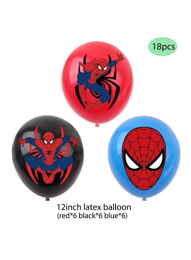 S-Quality Spider-Man Party Decoration Set – 18 Balloons, Banner with String, Large Cake Topper, 15 Cupcake Toppers & Accessories - Image 3