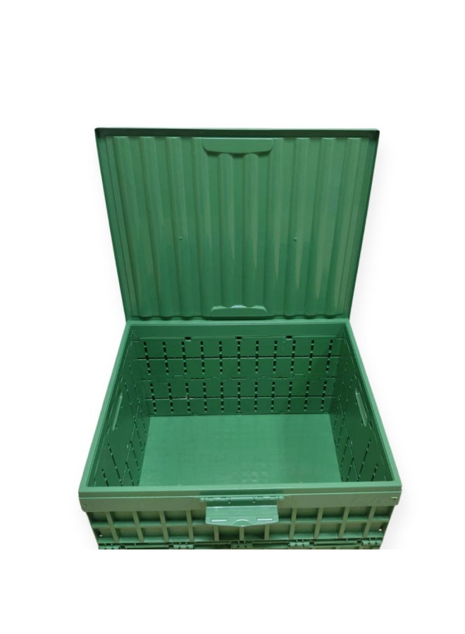 SNH Folding Storage Crate with Lid | Collapsible Plastic Box Container with Handles | Stackable Organizer for Vegetables, Fruits, Kitchen, Garage, Bathroom, Office & Home Storage - Image 3