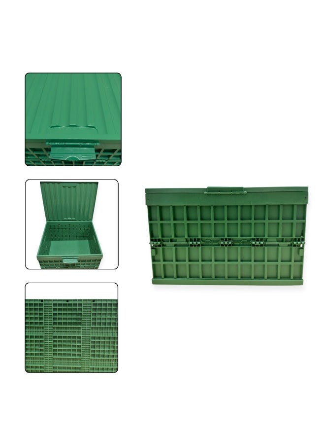 SNH Folding Storage Crate with Lid | Collapsible Plastic Box Container with Handles | Stackable Organizer for Vegetables, Fruits, Kitchen, Garage, Bathroom, Office & Home Storage - Image 2