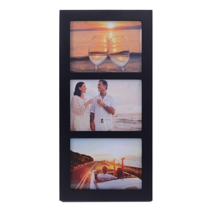 5X7 3OPENING COLLAGE PICTURE FRAME WITH SHATTERRESISTANT GLASS BLACK WOOD PHOTO FRAMES FOR 5X7 INCH PICTURES DISPLAY MADE FOR TABLETOP STAND AND WALL MOUNTING