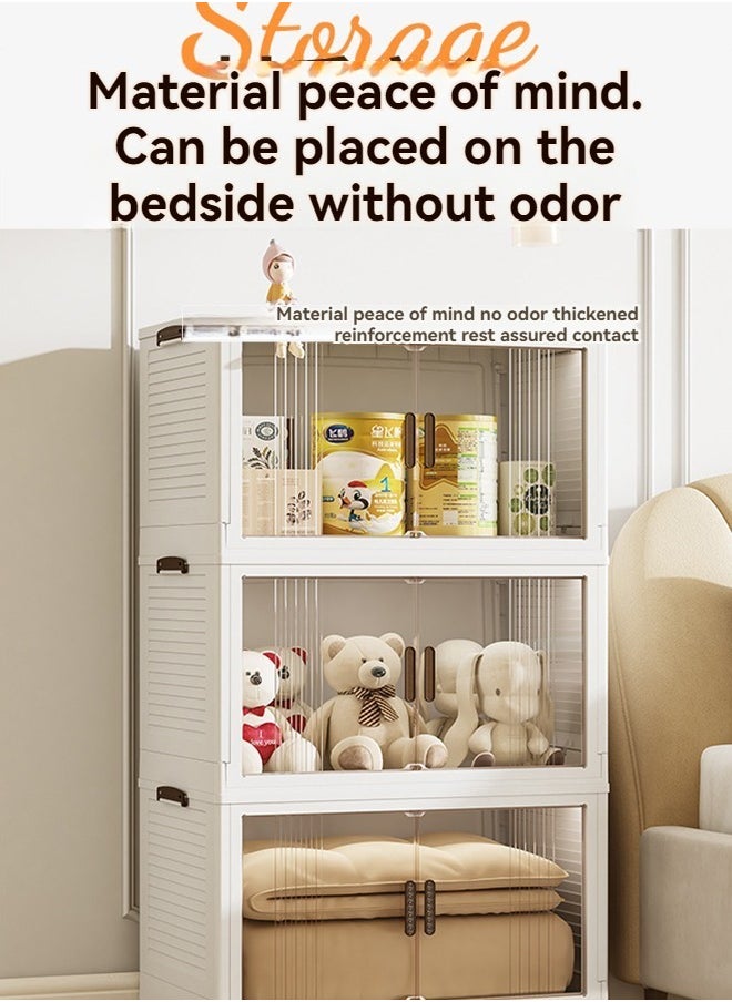Arabest 3 Tier Plastic Organization Cabinet with Lids, Stackable Storage Containers with Wheels, Folding Storage Boxes, Collapsible Storage Bins, Multi-Purpose Folding Storage Containers for Home and Office  - Image 5