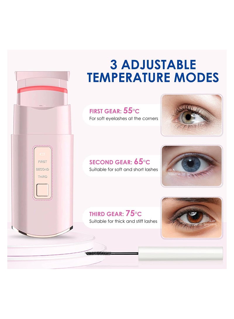SYOSI Heated Eyelashes Curler, USB Rechargeable Electric Eyelash Curlers with 3 Level Temp, Quick Heating  Long Lasting Curling Effect - Image 3
