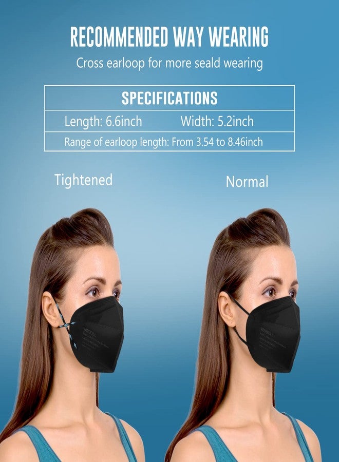 WWDOLL كمامات WWDOLL KN95، عبوة من 25 كمامة، حماية من 5 طبقات، كمامات KN95 سوداء قابلة للتنفس - Image 3