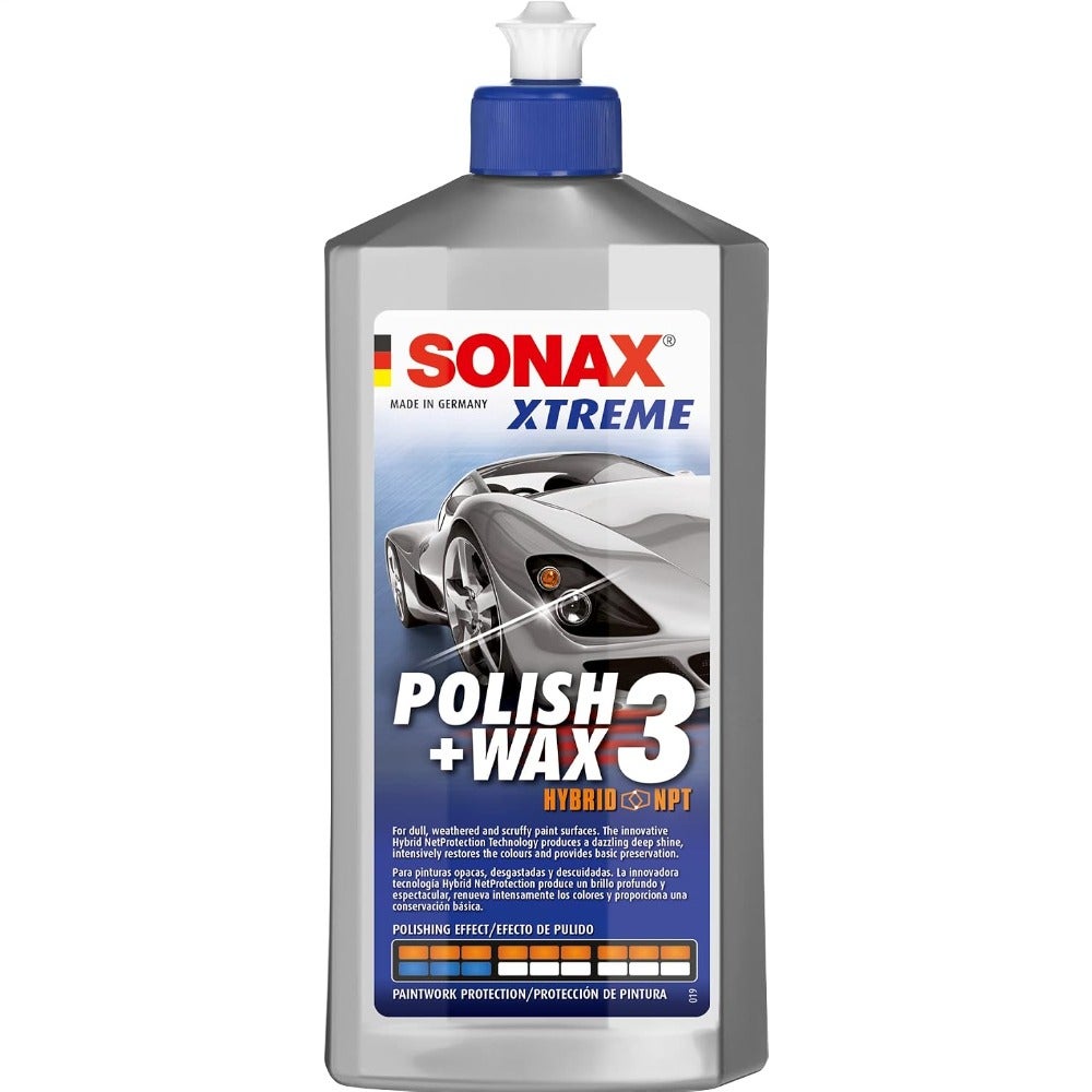 Xtreme Polish + Wax 3: for automotive exterior use, synthetic polymer-based, clear, combines polishing and long-lasting wax protection