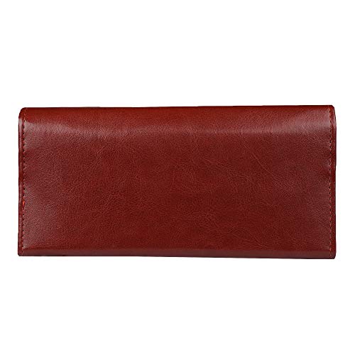ShopMantra Wallet for Woman | Stylish Cherry Colored Long Bi-Fold Purse with Card Slots | Classic Faux Leather Women's Wallet - Image 3