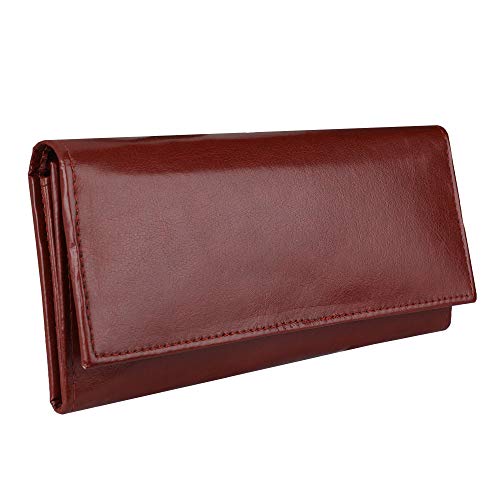 ShopMantra Wallet for Woman | Stylish Cherry Colored Long Bi-Fold Purse with Card Slots | Classic Faux Leather Women's Wallet - Image 4