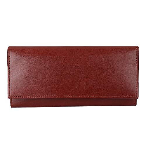 ShopMantra Wallet for Woman | Stylish Cherry Colored Long Bi-Fold Purse with Card Slots | Classic Faux Leather Women's Wallet - Image 1