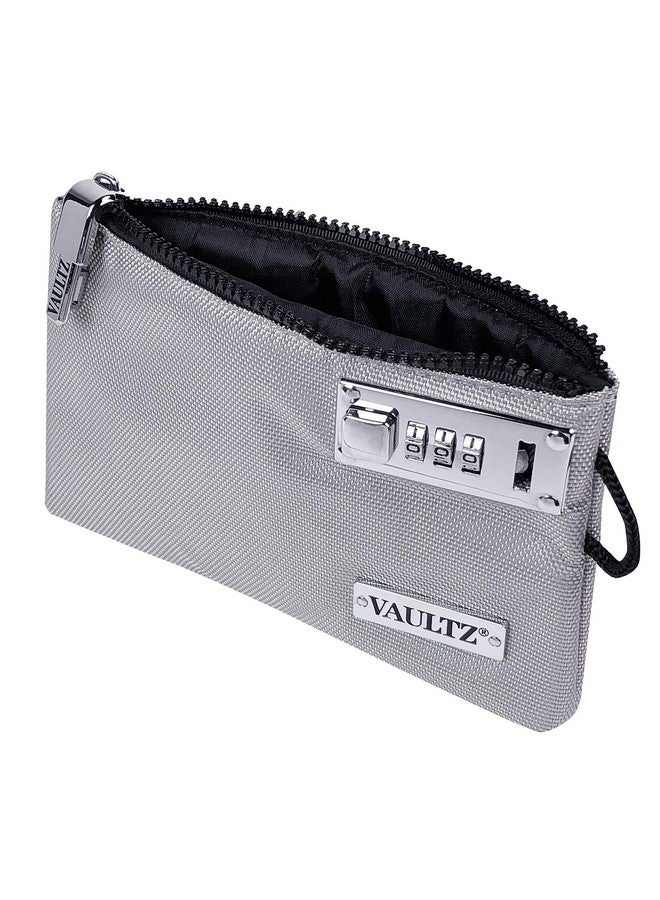 فولتز حقيبة نقود مع قفل مقاس 5 × 8 بوصات للرجال والنساء، حقيبة إكسسوارات للقفل النقدي والودائع البنكية، محفظة طبية للهاتف وبطاقات الائتمان، رمادي - Image 3