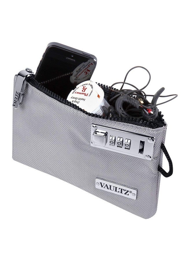 فولتز حقيبة نقود مع قفل مقاس 5 × 8 بوصات للرجال والنساء، حقيبة إكسسوارات للقفل النقدي والودائع البنكية، محفظة طبية للهاتف وبطاقات الائتمان، رمادي - Image 2