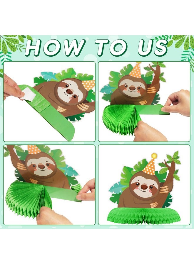 Nezyo Sloth Birthday Party Decorations Set Sloth Theme Happy Birthday Banner Cake Toppers And 3 Pieces Sloth Honeycomb Table Centerpiece For Baby Shower Birthday Party - Image 4