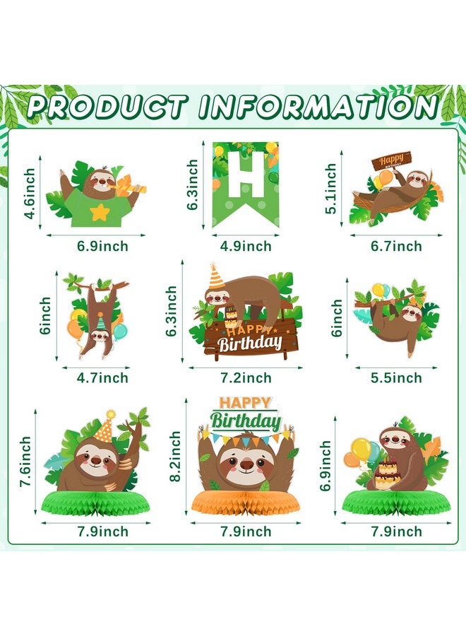 Nezyo Sloth Birthday Party Decorations Set Sloth Theme Happy Birthday Banner Cake Toppers And 3 Pieces Sloth Honeycomb Table Centerpiece For Baby Shower Birthday Party - Image 3