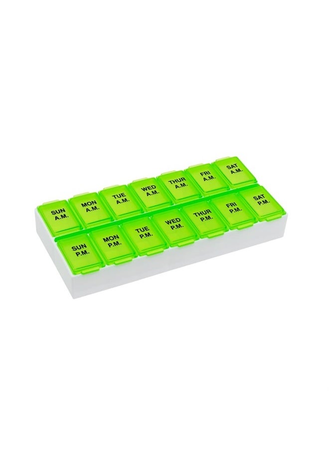 Ezy Dose Ezy Dose Weekly (7-Day) AM/PM Pill Organizer, Vitamin Case, and Medicine Box, Medium Compartments, 2 Times a Day, Green, 67375GAMT  - Image 1