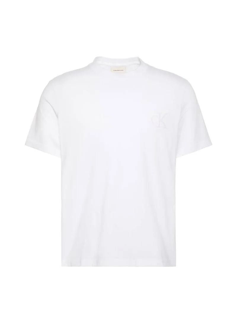 Calvin Klein Jeans Bright White Relaxed Embossed Logo T-shirt for Men | Best Price UAE