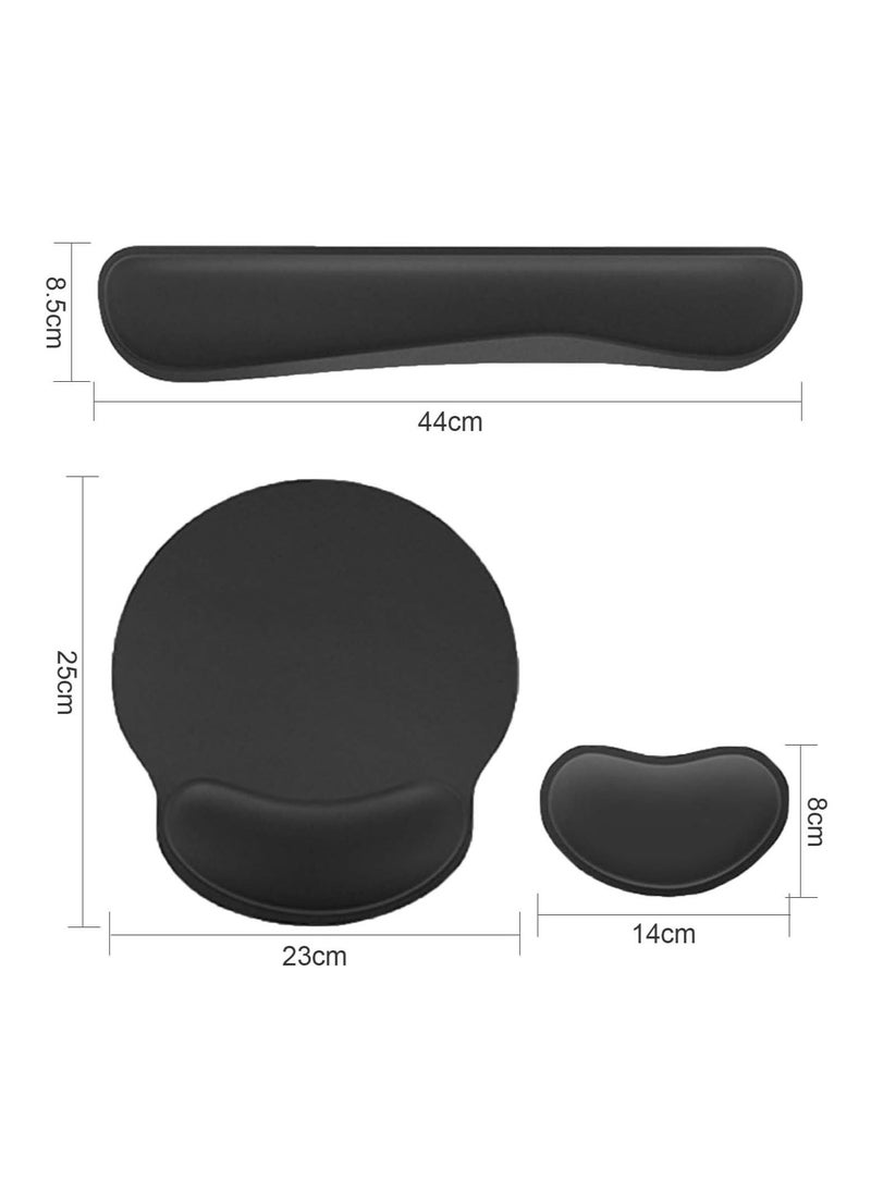 Arabest Wrist Rest Support Set Includes Keyboard Wrist Rest, Mouse Pad And Small Wrist Rest For Work Comfort, Alleviates Wrist Pain, Soft Texture, Black (Three Piece Set)  - Image 2