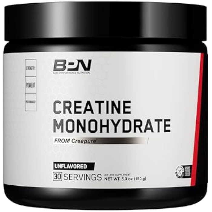 BARE PERFORMANCE NUTRITION, BPN Pure Creatine Monohydrate Powder by Creapure, 5g of Creatine per Serving, Supports Muscle Growth, Unflavored Creatine Powder, 30 Servings - Image 1