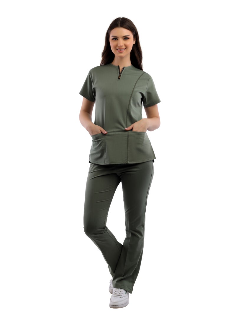 APEX Infinity Scrub 1/2 Sleeve Female Olive Medi-Tex  - Image 2