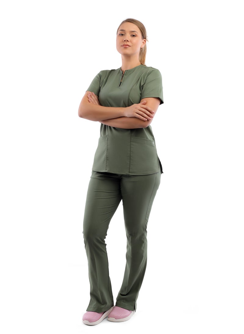 APEX Infinity Scrub 1/2 Sleeve Female Olive Medi-Tex  - Image 1