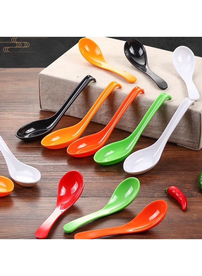Melamine Imitation Porcelain Soup Spoon Plastic Commercial Noodle Restaurant Small Spoon Rice Spoon Spicy Hot Soup Powder Long Handle Spoon Restaurant Porridge Spoon-Color:Melamine Spoon-Specifications:AA7559 Jade Lotus  - Image 5