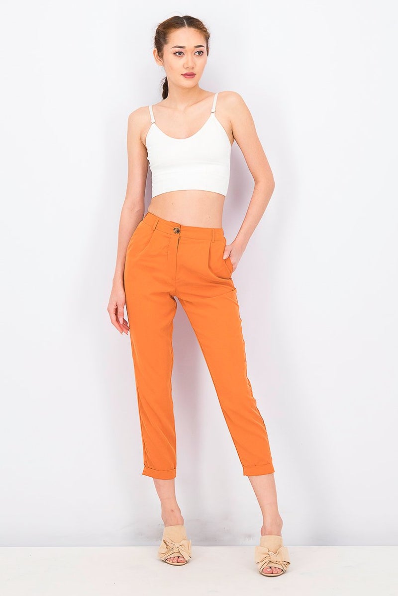 Mohito Women Mid Rise Solid Trouser, Orange - Image 2