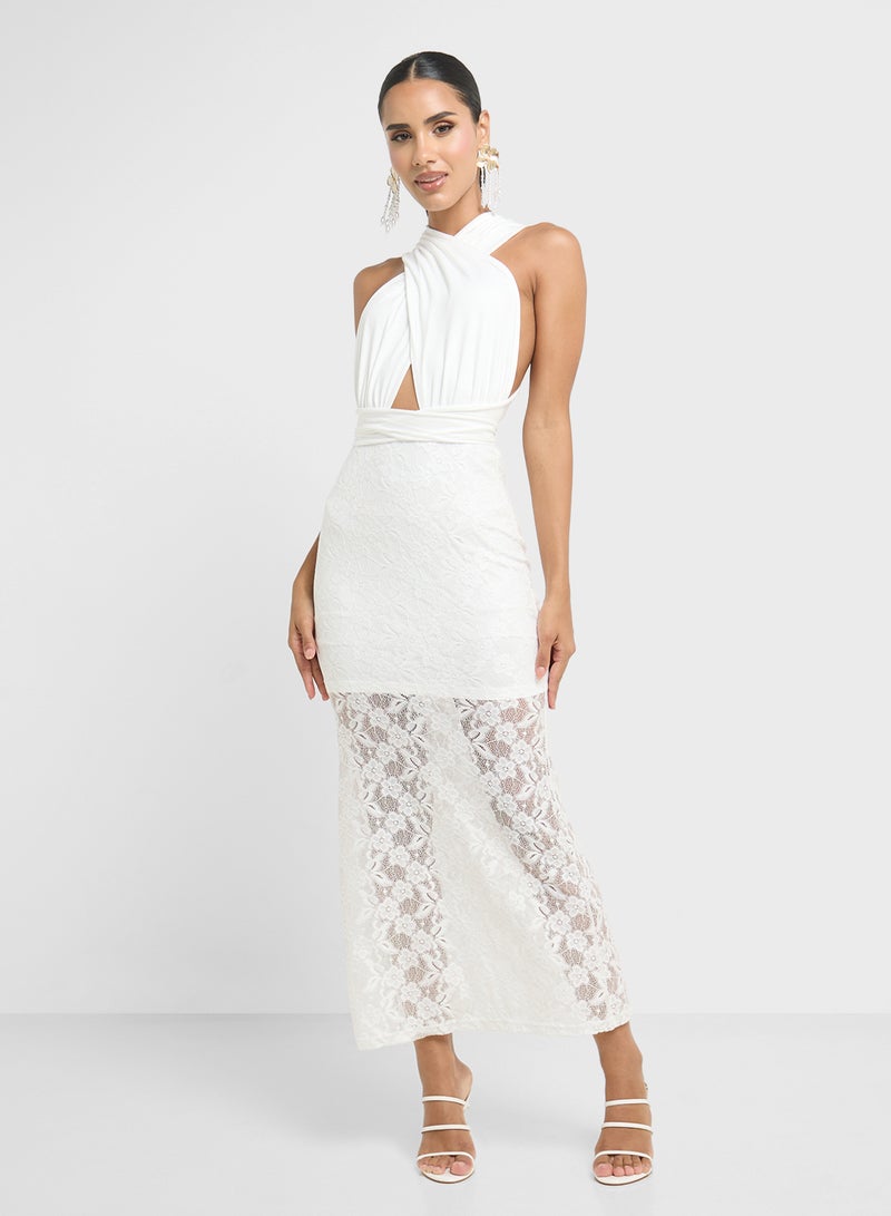 جينجر فستان ضيق بتفاصيل دانتيل عند الرقبة - Image 1