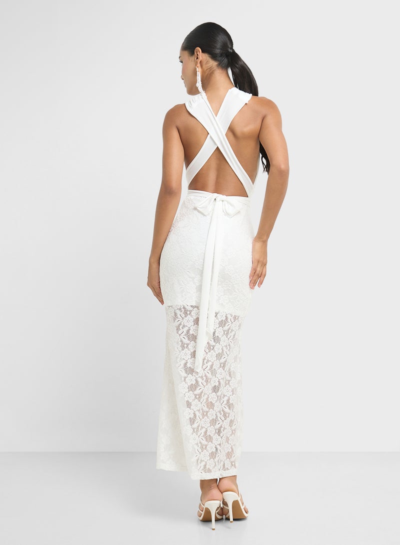 جينجر فستان ضيق بتفاصيل دانتيل عند الرقبة - Image 2