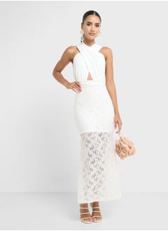 Ginger Cross Neck Lace Detail Bodycon Dress  - Image 4