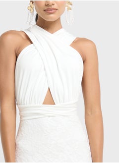 Ginger Cross Neck Lace Detail Bodycon Dress  - Image 3