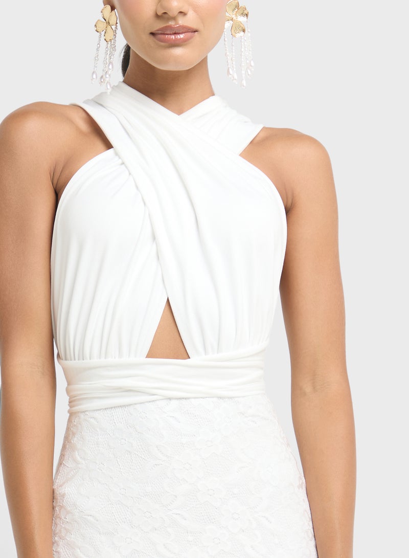 جينجر فستان ضيق بتفاصيل دانتيل عند الرقبة - Image 3