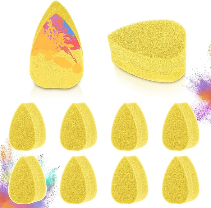 WLLHYF 10Pcs Face Paint Sponges High Density Painting Sponge Black Round Body Paint Sponge Makeup Sponge for Body Face Painting Art Crafts Yellow