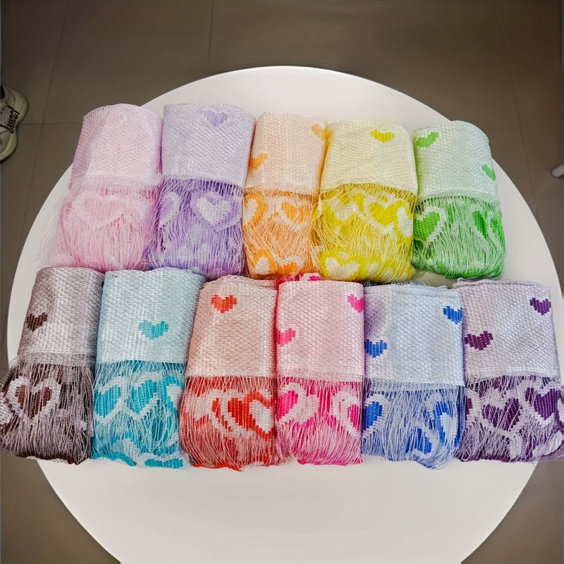 1pc 78.74 X 39.37 Inch Green And White Gradient Romantic Heart Pattern Curtain For Valentine S Day Wedding Bedroom Dress Up Partition Curtain Without Rods - Image 4