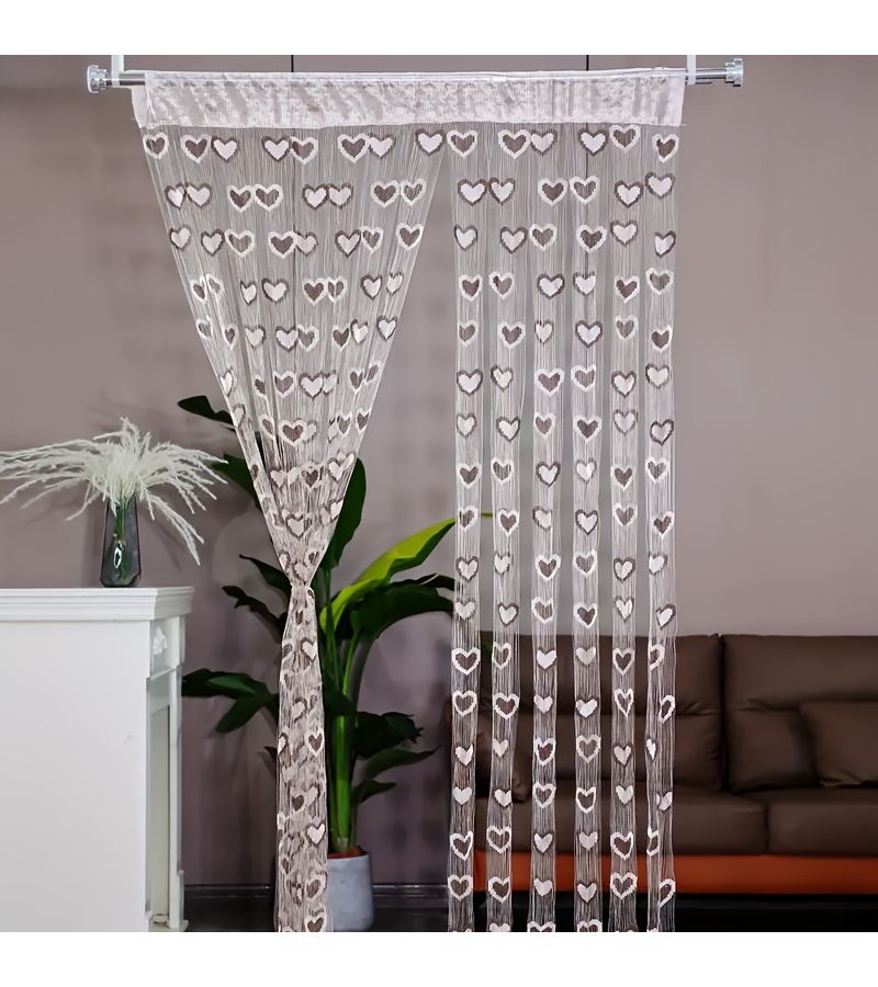 1pc 78.74 X 39.37 Inch Green And White Gradient Romantic Heart Pattern Curtain For Valentine S Day Wedding Bedroom Dress Up Partition Curtain Without Rods - Image 3