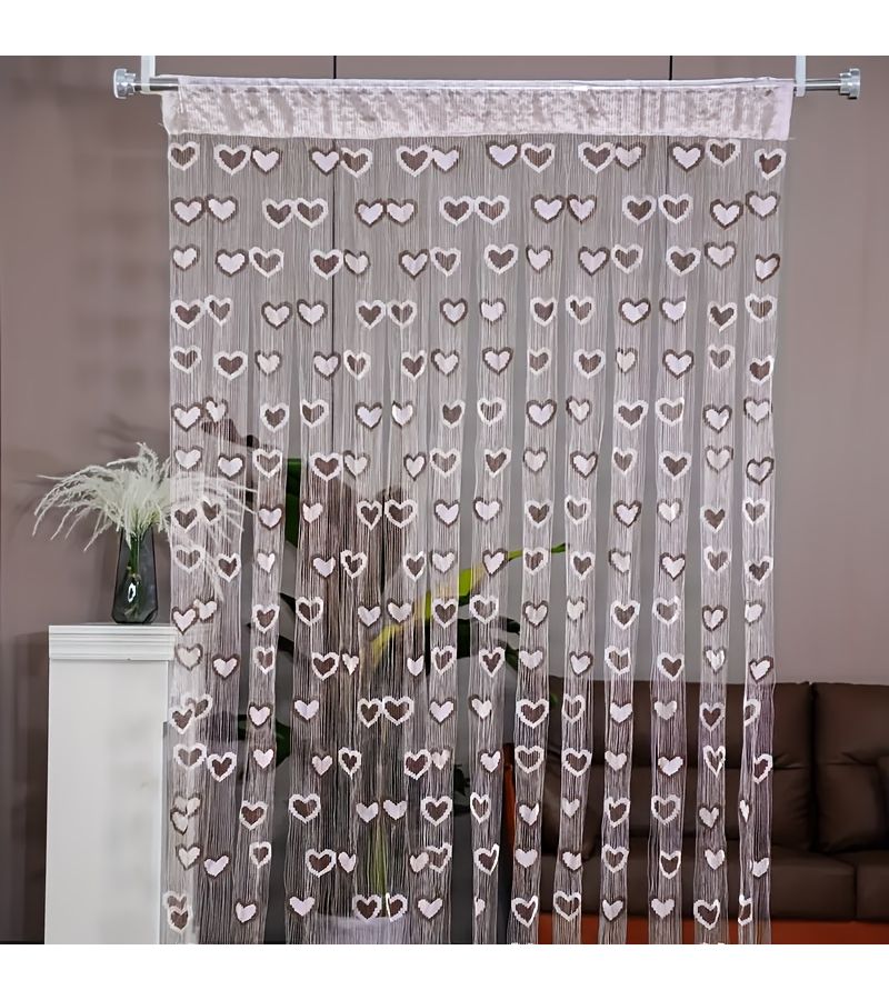 1pc 78.74 X 39.37 Inch Green And White Gradient Romantic Heart Pattern Curtain For Valentine S Day Wedding Bedroom Dress Up Partition Curtain Without Rods - Image 5