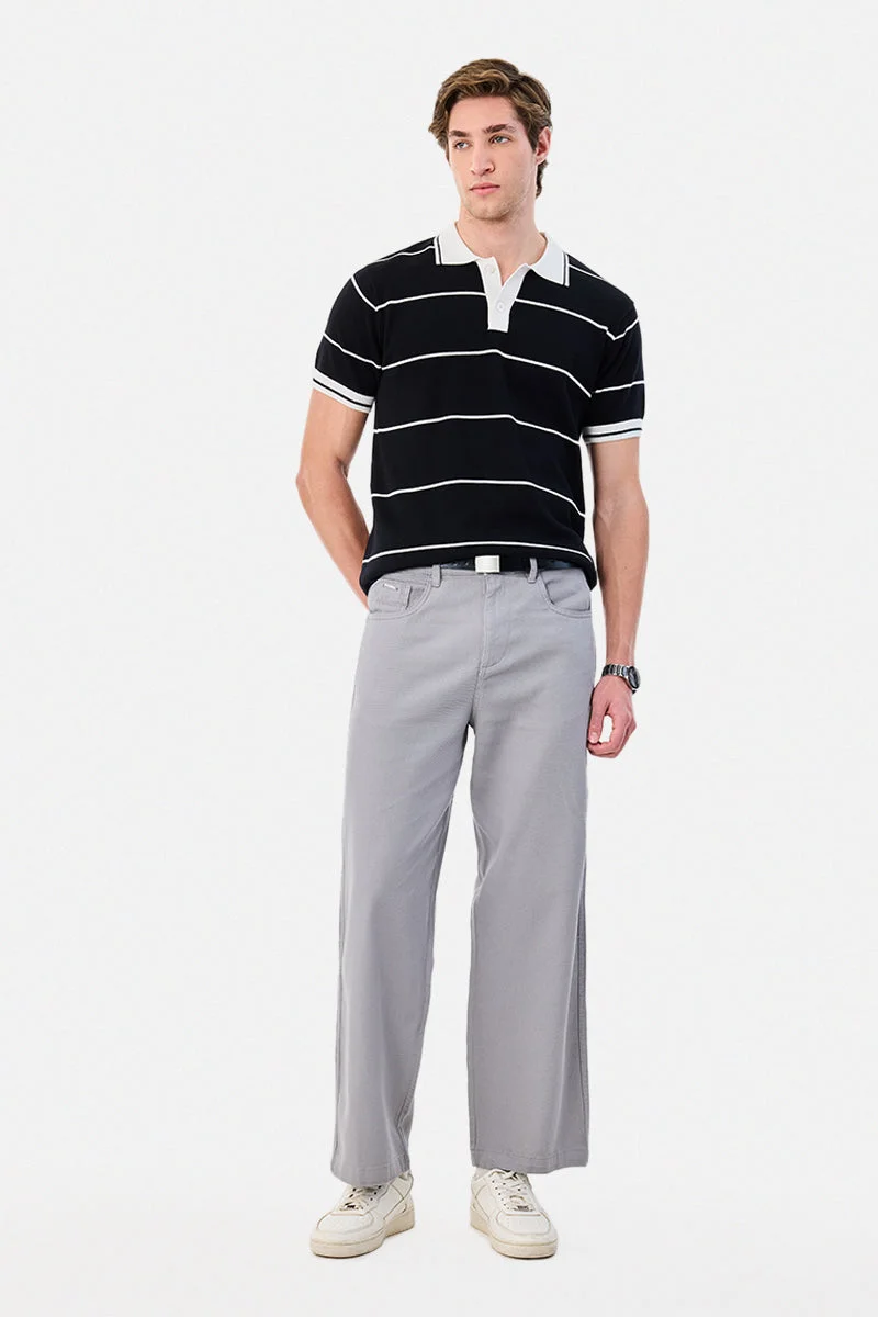 SNITCH Flat Knit Stripes Polo T-Shirt