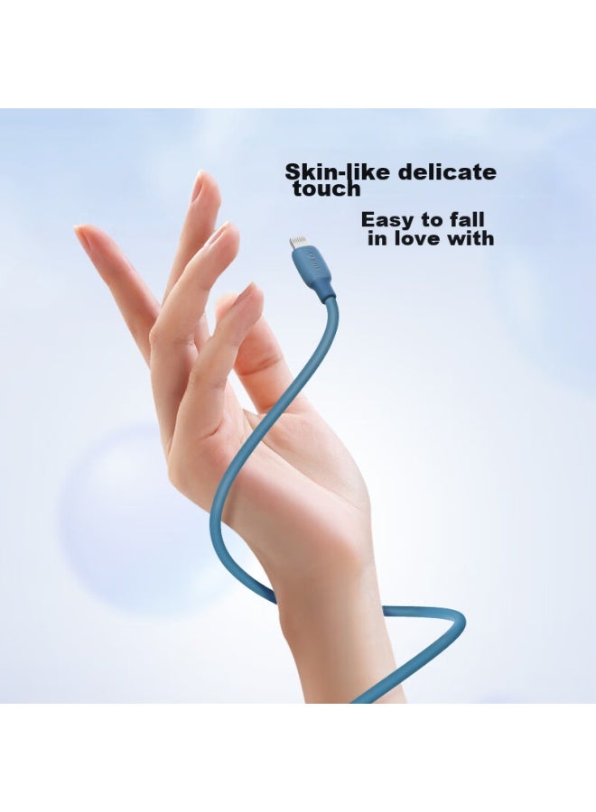 bull Mfi Certified Apple Fast Charging Cable, Silicone Skin-friendly, Compatible With Iphone 14/13, Ipad, 20w/30w Charger, Type-c Apple Data Cable, 1m Deep Sea Blue - Image 3