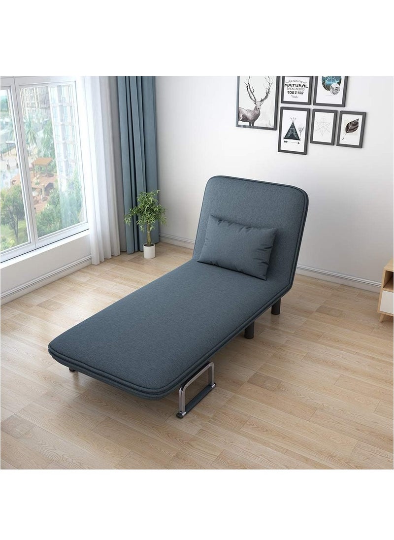 XiuWoo Convertible Chair Bed, Tri-Fold Sofa Bed with Adjustable Backrest & Pillow, Leisure Chaise Lounge Couch with Sturdy Steel Frame for Home & Office, Comfortable Sleeper Chair 65 * 190cm Blue  - Image 3