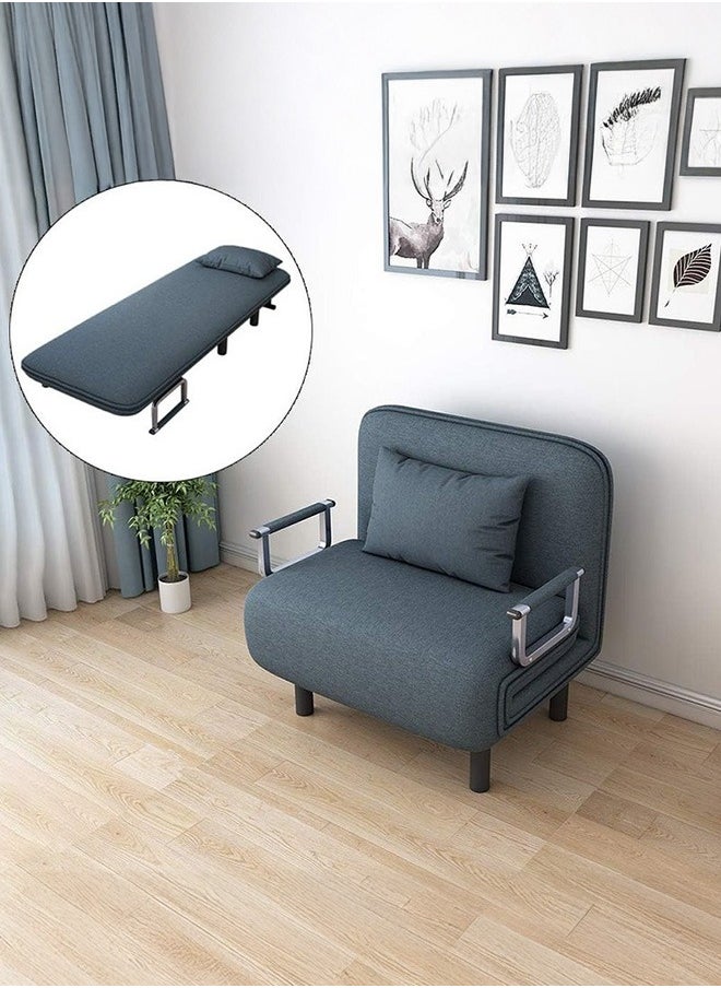 XiuWoo Convertible Chair Bed, Tri-Fold Sofa Bed with Adjustable Backrest & Pillow, Leisure Chaise Lounge Couch with Sturdy Steel Frame for Home & Office, Comfortable Sleeper Chair 65 * 190cm Blue  - Image 1