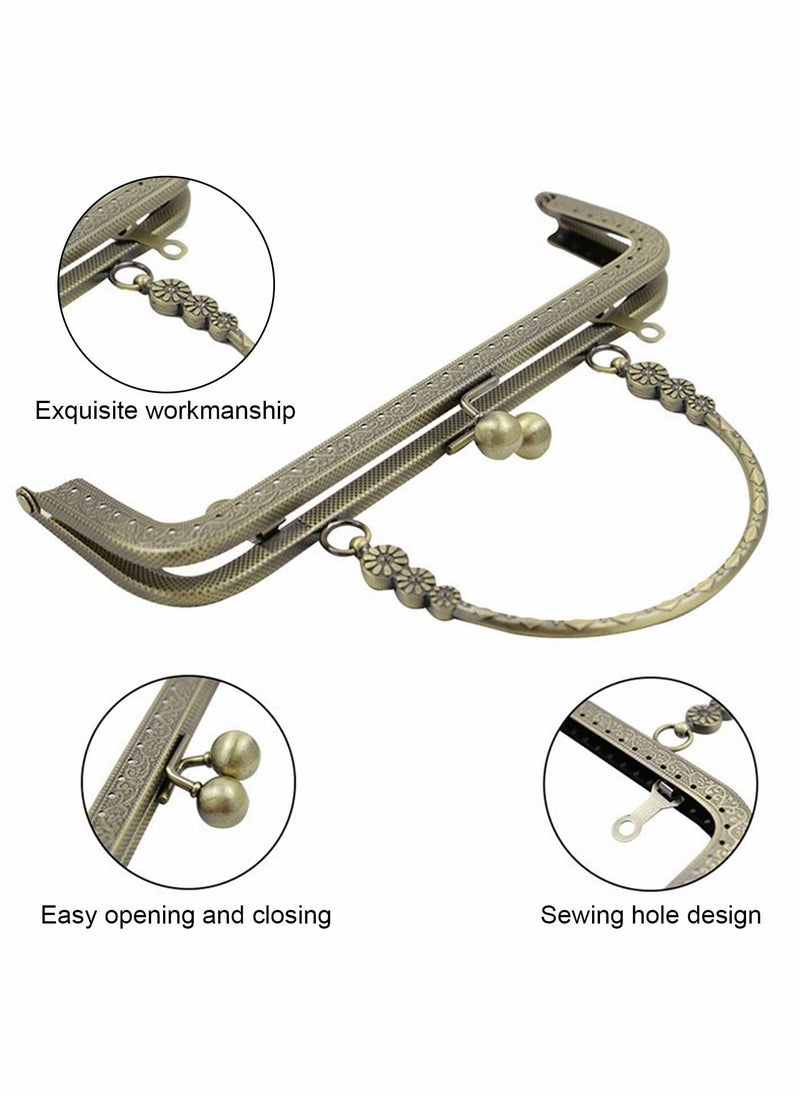 KASTWAVE Purse Frame for Bag Making, 3 Pcs Metal Frame Purse DIY Craft Kiss Clasp Lock Coin Bag Square Retro Frame Clutch Frame Purse for Purse Making, DIY Handle Bag Sewing 18cm  - Image 5