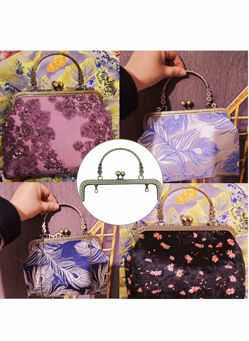 KASTWAVE Purse Frame for Bag Making, 3 Pcs Metal Frame Purse DIY Craft Kiss Clasp Lock Coin Bag Square Retro Frame Clutch Frame Purse for Purse Making, DIY Handle Bag Sewing 18cm  - Image 3