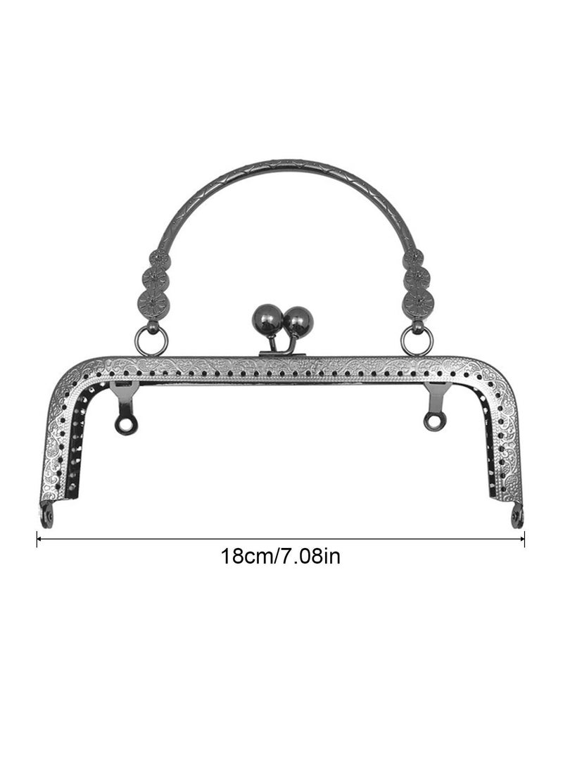 KASTWAVE Purse Frame for Bag Making, 3 Pcs Metal Frame Purse DIY Craft Kiss Clasp Lock Coin Bag Square Retro Frame Clutch Frame Purse for Purse Making, DIY Handle Bag Sewing 18cm  - Image 4