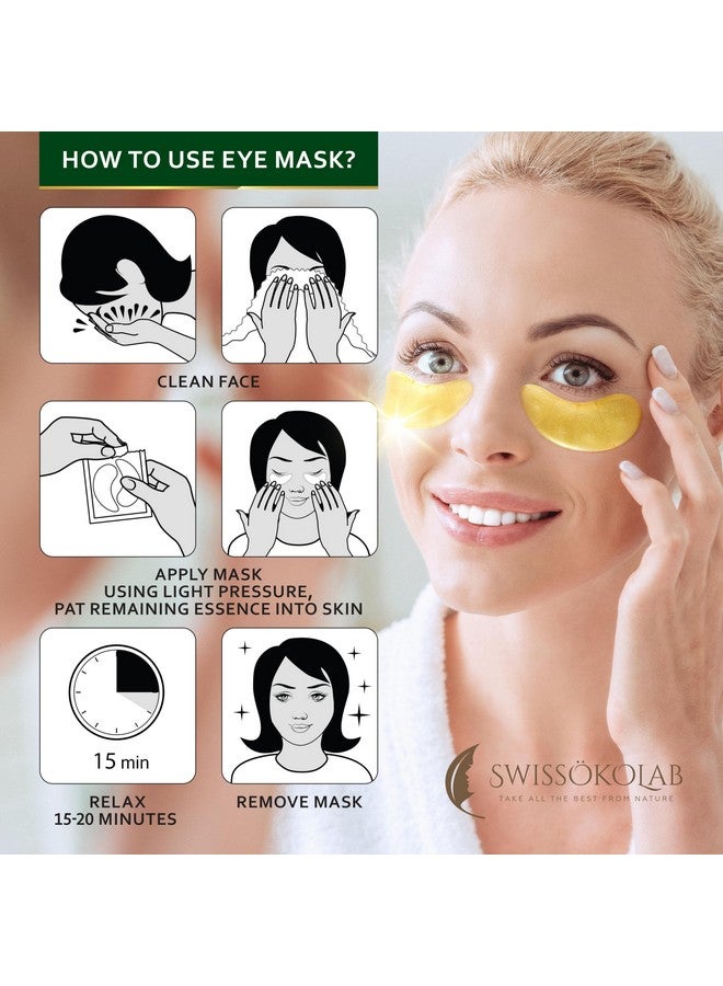 SWISSOKOLAB Under Eye Patches For Puffy Eyes 24K Gold Eye Mask Dark Circles And Puffiness Collagen Eye Gel Pads Moisturizing & Reducing Wrinkles Antiaging Hyaluronic Acid (24K Gold Eye Mask) - Image 5