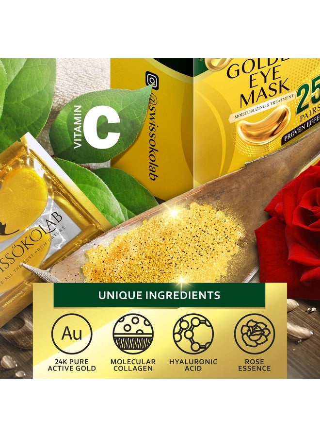 SWISSOKOLAB Under Eye Patches For Puffy Eyes 24K Gold Eye Mask Dark Circles And Puffiness Collagen Eye Gel Pads Moisturizing & Reducing Wrinkles Antiaging Hyaluronic Acid (24K Gold Eye Mask) - Image 3
