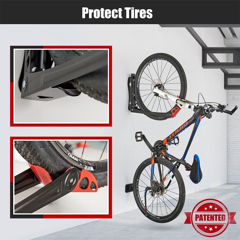 Ultrawall BIKEPAL Swivel Bike Racks, No Lift Wall Mounted Bike Storage Solution for Home & Garage, 2 Pack - Image 3