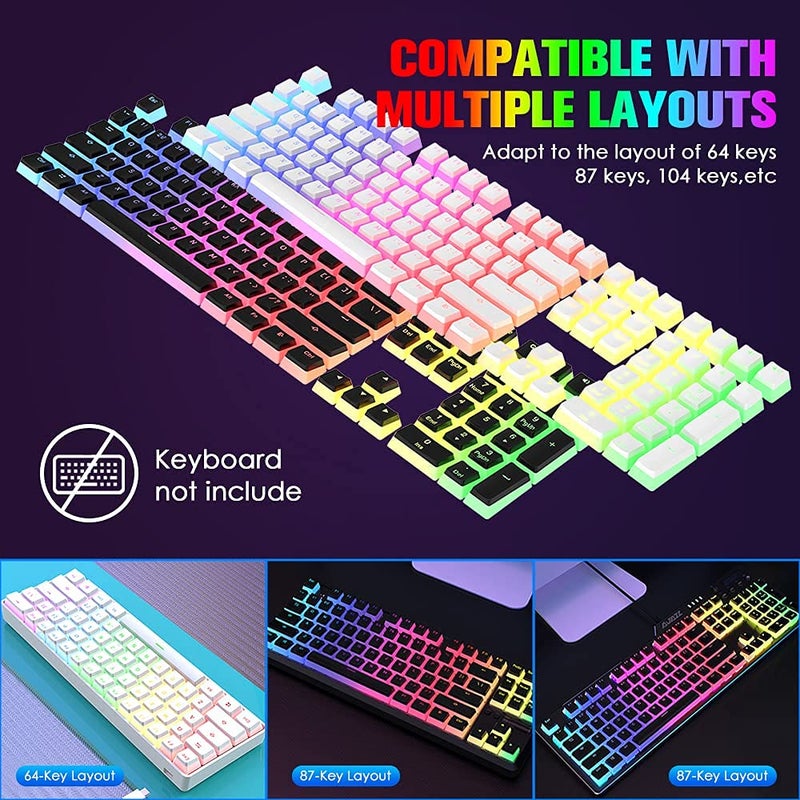 ETZIN Pudding Keycaps Set PBT Double Shot OEM Profile for Gaming Mechanical Keyboard MX Switches Universal Compatiability for 61 87TKL 104 108 Keyboard (Only Keycaps), (Black) - Image 5