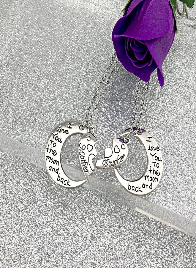 YOUFENG هدايا للأم أحبك إلى القمر والعودة قلائد الأم وابنتها مجموعة 2 قطعة هدايا عيد الأم - Image 5