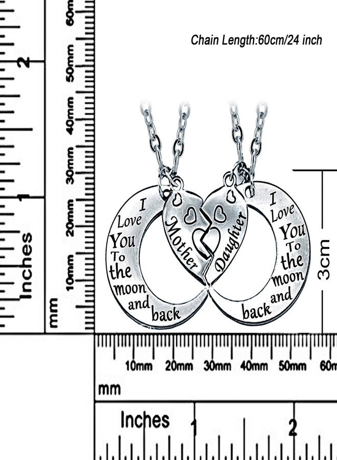 YOUFENG هدايا للأم أحبك إلى القمر والعودة قلائد الأم وابنتها مجموعة 2 قطعة هدايا عيد الأم - Image 2