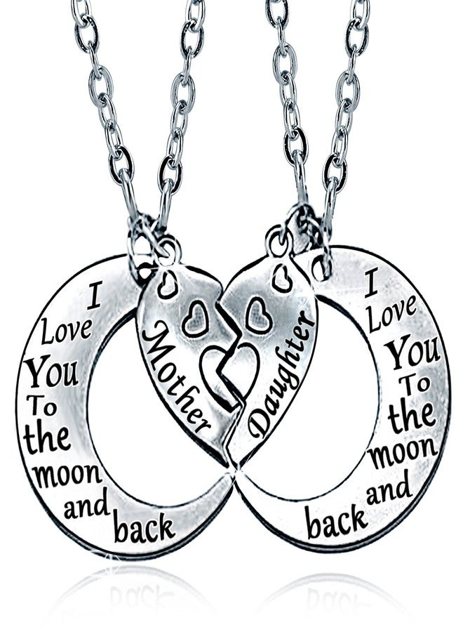 YOUFENG هدايا للأم أحبك إلى القمر والعودة قلائد الأم وابنتها مجموعة 2 قطعة هدايا عيد الأم - Image 1